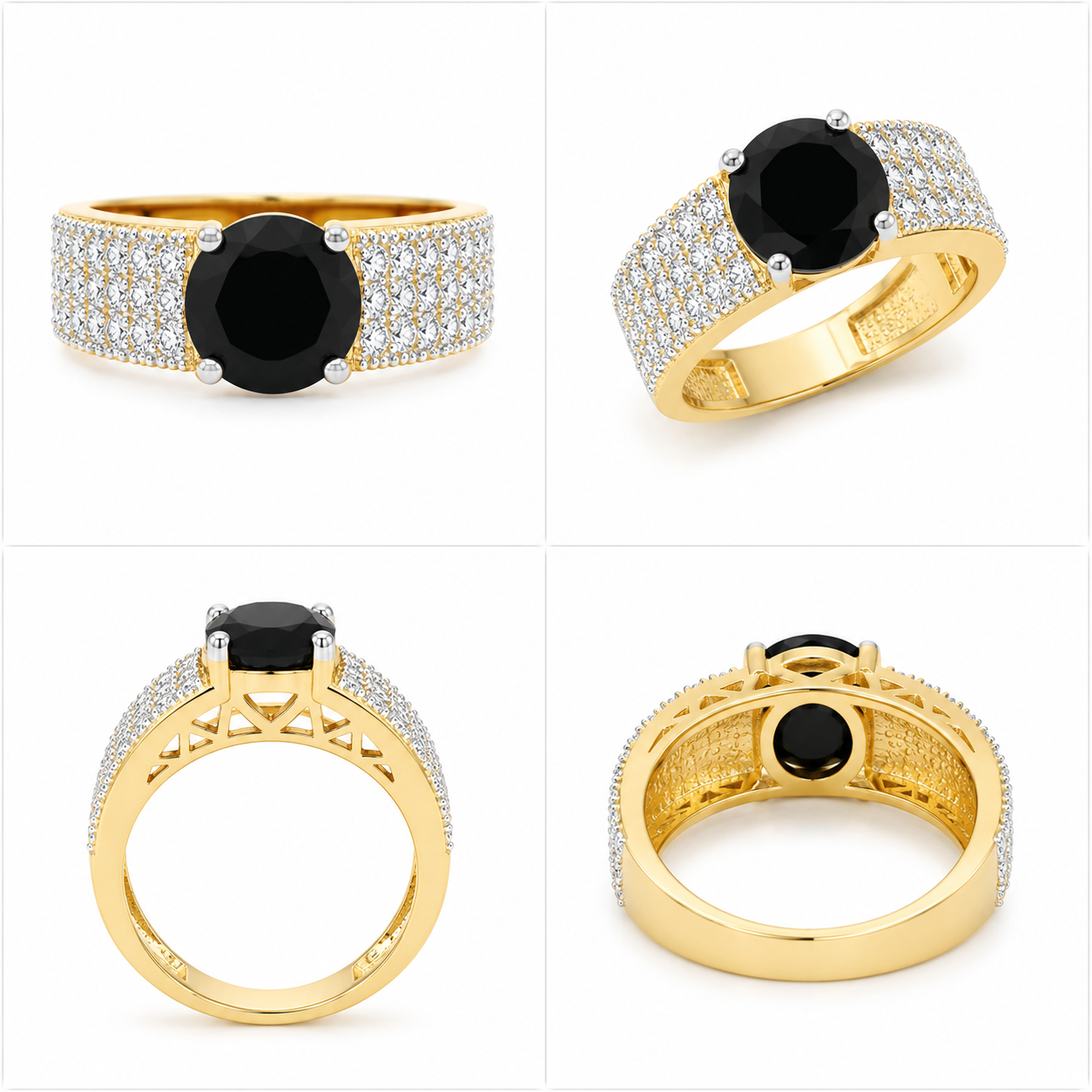 Midnight Onyx Crystal Ring – Luxury Black Stone Statement Ring for Women