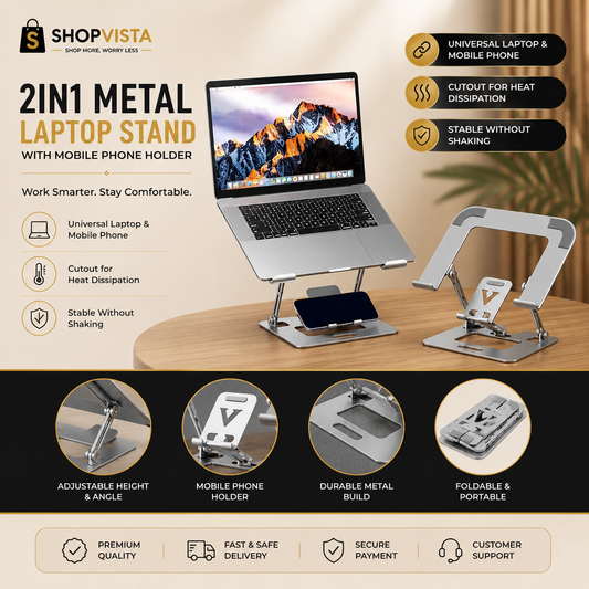 Foldable Laptop Stand with Mobile Holder